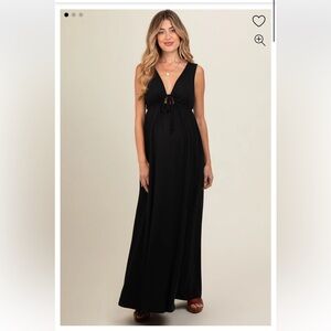 NEVER WORN Black Front Tie Cutout Sleeveless Maternity Maxi Dress